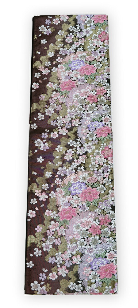 【中古】美品　振袖用　六通柄　袋帯　雪輪。華文／深いボルドー系｜きものＬｉｆｅ