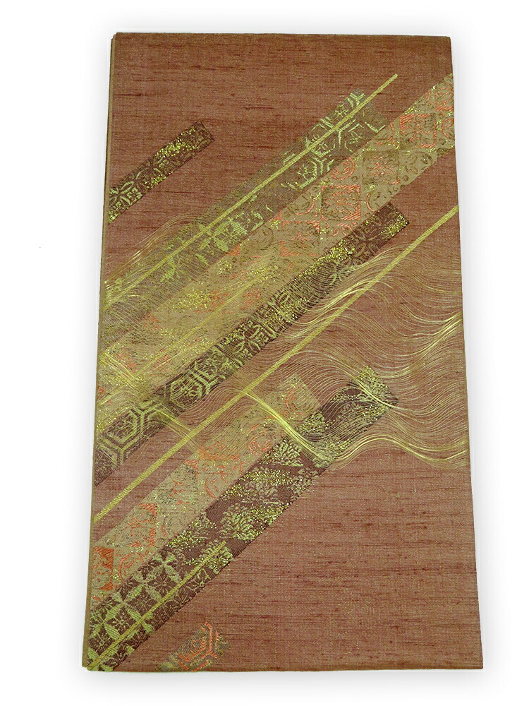 【中古】美品　紬　お太鼓柄　袋帯　赤茶系