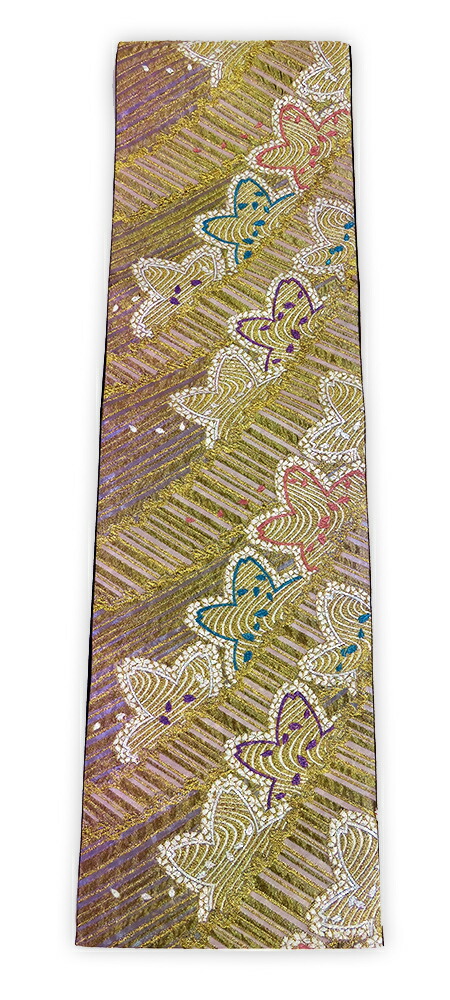 【中古】美品　振袖用　六通柄　袋帯　桜花文様　金・パステル・ラメ｜きものＬｉｆｅ