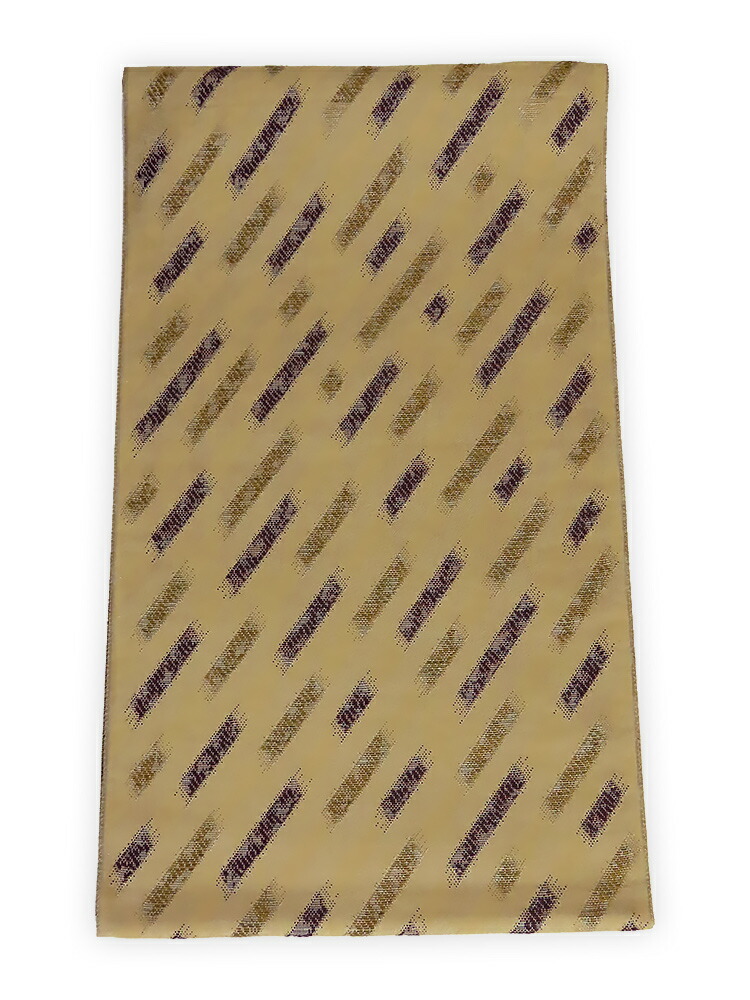 【中古】美品　リバーシブル　六通柄　しゃれ袋帯　幾何学文／ベージュ