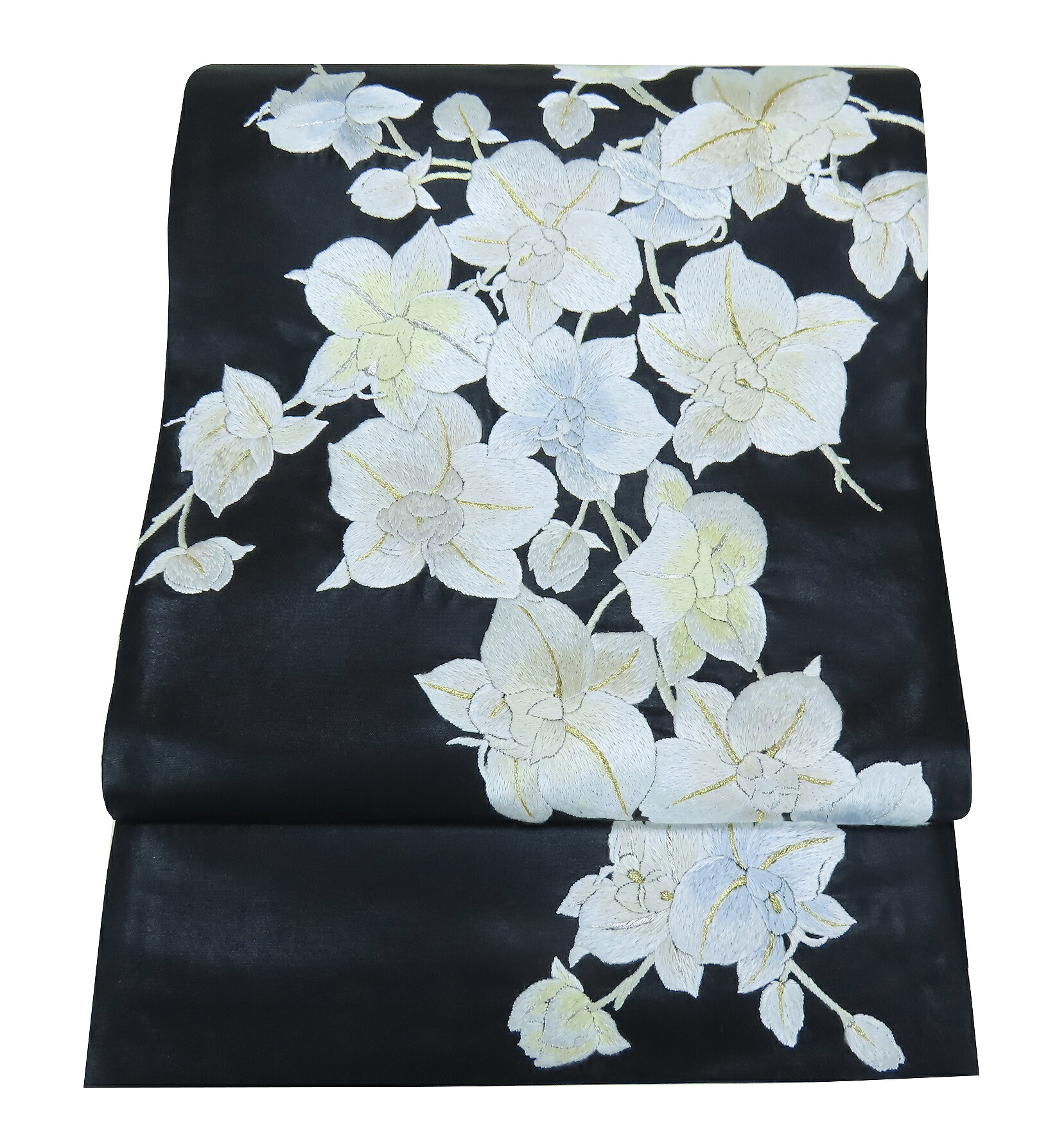 袋帯 六通柄 刺繍 粋な帯 花柄 黒地 新品 お仕立上り b2983382-3628all|きものLife