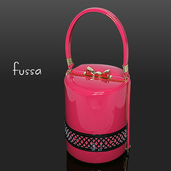 【Prices down4】和装バッグ fussa 「ピンク×黒色」成人式 振袖バッグ エタニティパンチングバッグ フッサ ＜H＞【メール便不可】ss2603zbg60