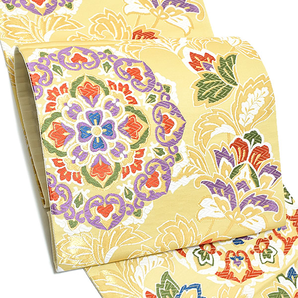 楽天市場】【Prices down4】振袖 帯 振袖用袋帯 「朱色地 輪繋ぎに藤紋