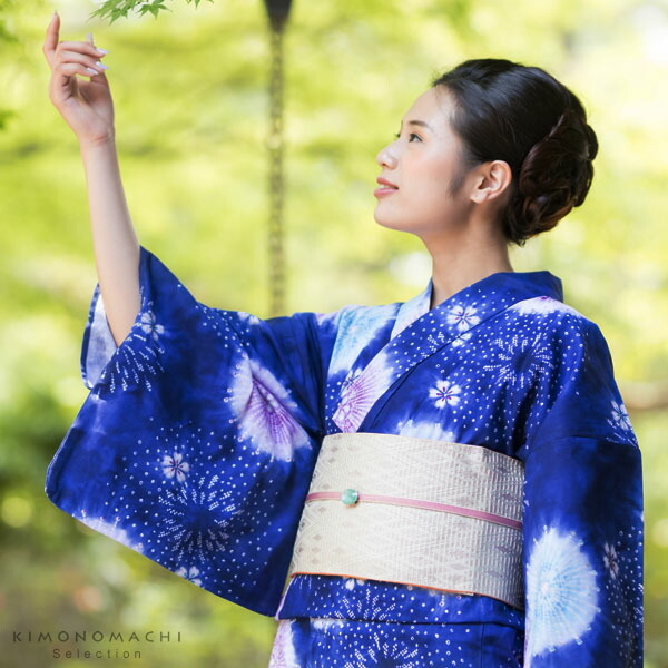 楽天市場 浴衣 単品 紺青色 絞り風花火 Bonheur Saisons ボヌールセゾン 変わり織り レディース フリーサイズ 女性 浴衣 綿 プレタ 紺 ネイビー 青 ブルー 絞り風 花火 花火柄 ブランド浴衣 メール便不可 京都きもの町