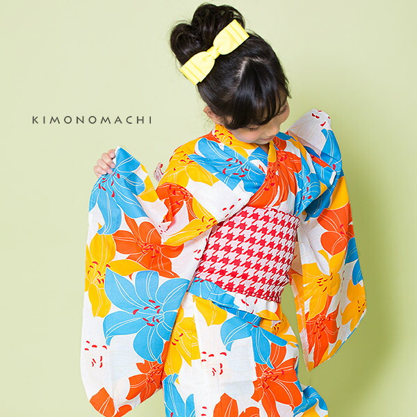 ファッション通販 子供 浴衣単品 オレンジ 水色 百合 110 1 130 140 150 Cm キッズ ジュニア レトロ 古典柄 女の子 子ども 浴衣 子供浴衣 こどもゆかた 夕涼み会 夏祭り 花火大会 オレンジ 水色 花柄 メール便不可 Ss26kkd10 Griswoldlawca Com