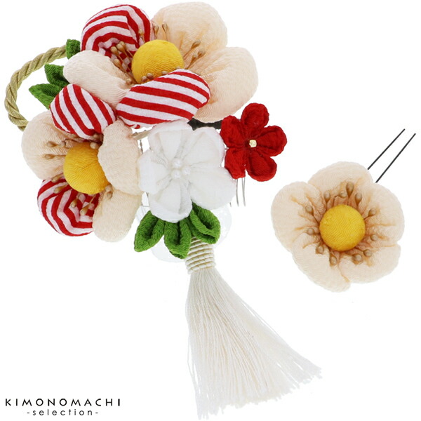 激安特価 髪飾り 卒業式の袴に 髪飾り2点セット ホワイト 白色 ふっくらつまみのお花 髪飾り 髪飾り 成人式 卒業式 つまみ細工 房飾り No 白 H メール便不可 Ss2106wkk10 つまみ細工髪飾り