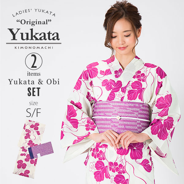 楽天市場】【Prices down2】KIMONOMACHI 浴衣セット「薄ピンク 蔦と鳥