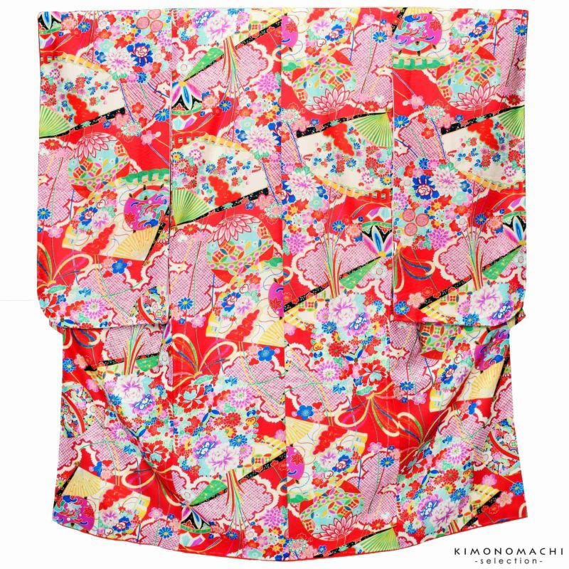 【Prices down2】七五三 四つ身着物単品「赤色 扇」取り寄せ品 七五三祝い Shikibu Classic こども着物 C扇-2R【メール便不可】|京都きもの町