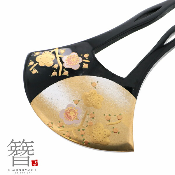 楽天市場 かんざし バチ型 日本製 黒色 月に梅 S19 008b 銀杏型 高級 簪 礼装用 フォーマル着物 和装 留袖 黒留袖 訪問着 色無地 結婚式 パーティー H メール便不可 京都きもの町
