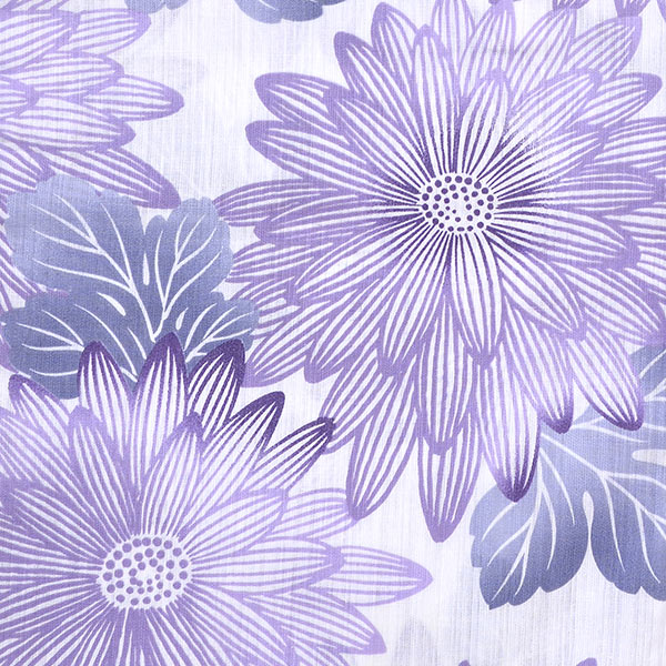 浴衣 レディース 単品 白 紫ひまわり F フリーサイズ yukata メール便 