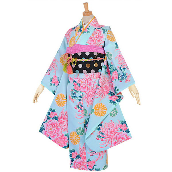 楽天市場】【中古品】ジュニア用 振袖単品 「黄緑 花と結び紐