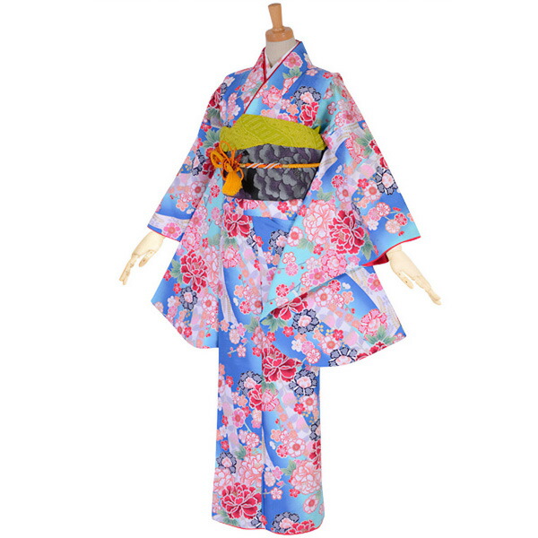 楽天市場】【中古品】ジュニア用 振袖単品 「黄緑 花と結び紐