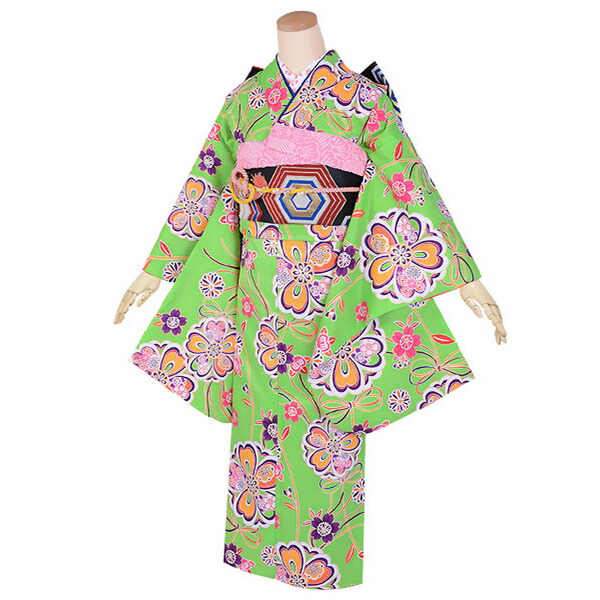 楽天市場】【中古品】ジュニア用 振袖単品 「水色 花と円」 仕立て