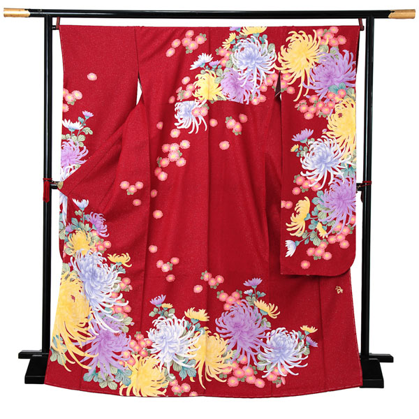 お仕立て上がり 振袖単品 赤地 菊尽くし 振り袖 着物 レディース 成人式 結婚式 結納 パーティー 晴れ着 激安正規品