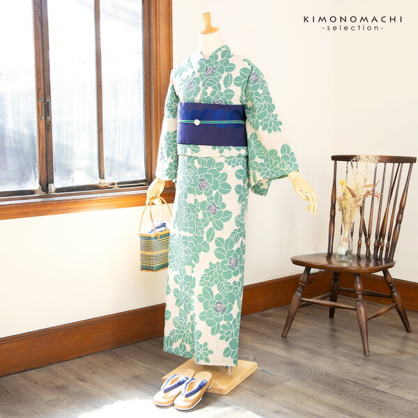 74 Off 浴衣 レディース 単品 お仕立て上がり浴衣 プレタ 生成り色 青磁色 薔薇 先染め 和布流 Fサイズ シック 大人 モダン 粋 古典 ゆかた 女性 ブランド ブランド浴衣 花火大会 夏祭り H Fucoa Cl