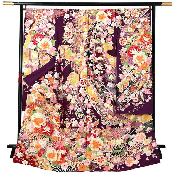 楽天市場】未仕立て 振袖 単品 「深緑色 薔薇と蝶」 仮絵羽