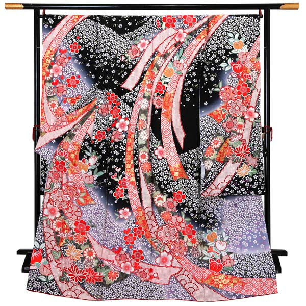 楽天市場】未仕立て 振袖 単品 「緑 桜と菊に熨斗」 仮絵羽 振り袖