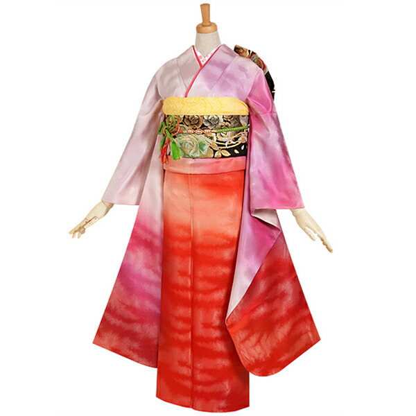 楽天市場】【中古品】仕立て上がり 振袖 「赤紫 ストライプ牡丹と菊