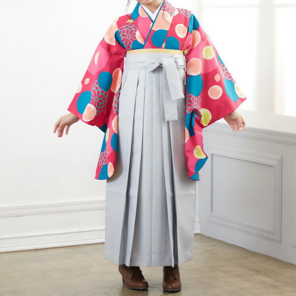 【中古品】ジュニア用 振袖単品 ショート丈 「ピンク　水玉に丸菊」仕立て上がり 小振袖 着物 子ども 子供 キッズ ジュニア 女の子 卒業式 小学校 小学生 中学校 中学生 十三参り 十三詣り 1/2成人式 ハーフ成人式 貸衣装処分 レンタル処分品 【メール便不可】ss2603kkd10