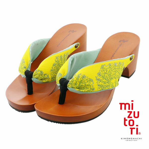 (母の日早割クーポンで10%OFF)mizutori 下駄 レディース 「oto toy amulet　イエロー」 みずとり 水鳥 女性下駄単品 日本製 足が痛くなりにくい 履き心地の良い下駄 女下駄 女性 浴衣・夏着物に 浴衣下駄 ＜H＞【メール便不可】