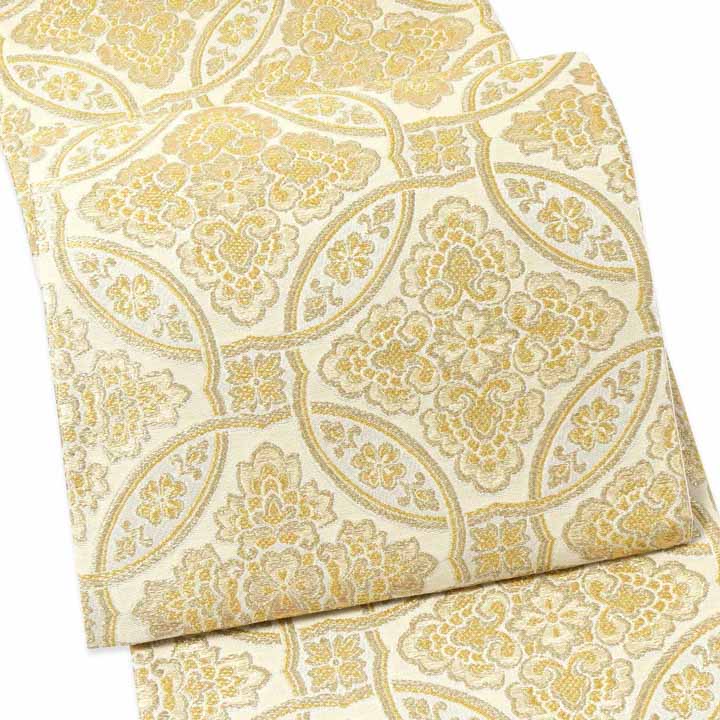 楽天市場】振袖 袋帯 単品「白地、黄金 流水に薔薇」日本製 お仕立て