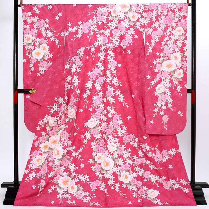 【中古品】仕立て上がり 振袖「桃の花 アザレアピンク」貸衣装処分 レンタル処分品 成人式【メール便不可】|京都きもの町