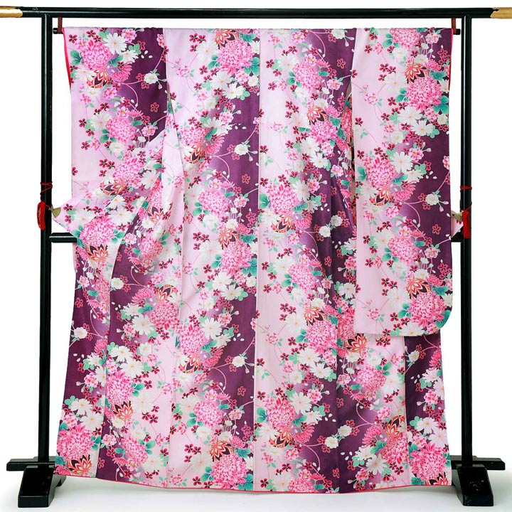【中古品】仕立て上がり 振袖「手毬に桜と菊　ピンク」貸衣装処分 レンタル処分品 成人式【メール便不可】ss2512fml20