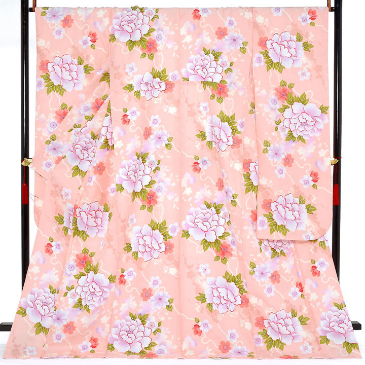 楽天市場】【中古品】仕立て上がり 振袖 「和遊日 紫 市松に椿笹菊」貸