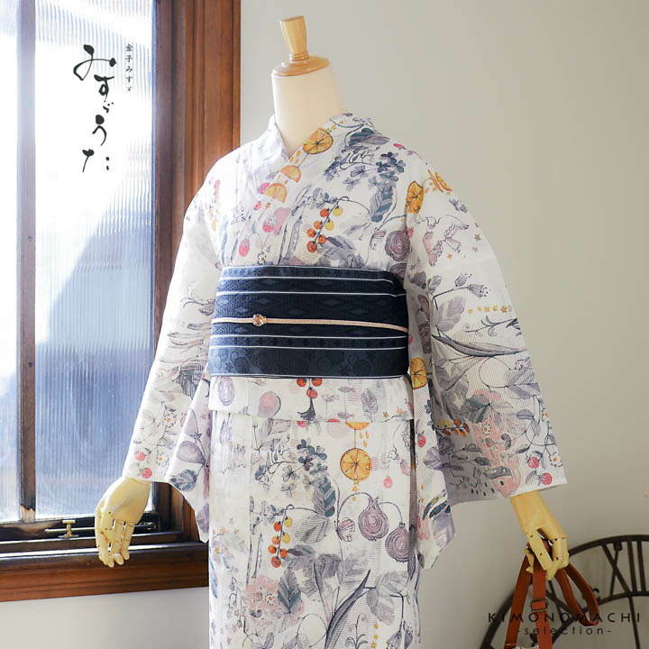 浴衣　レディース　(絽浴衣() 楽天市場】浴衣 セット レトロ 高級綿絽浴衣3点セット「生成り地