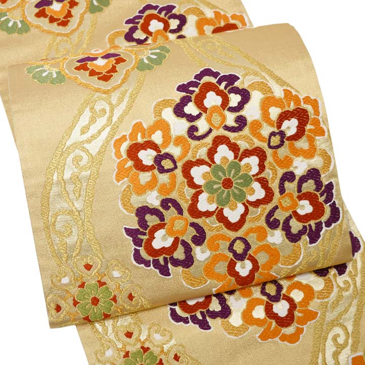 楽天市場】振袖 袋帯 単品「白地 白銀 糸菊」六通柄 日本製 お仕立て