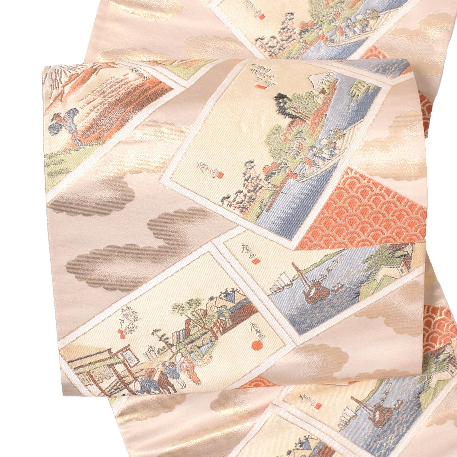 楽天市場】【中古品】仕立て上がり 袋帯 「ゴールド 楼閣文様」 錦織