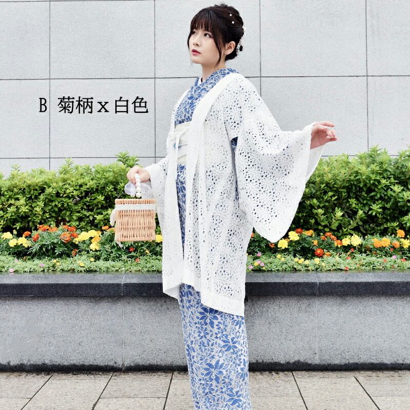 レース羽織 送料無料 花柄 古典 総レース 通年 着物コート レ スコート 羽織 レトロ ラッセル レース レ ス羽織 塵除け レ ス着物 モダン 6種類 単衣