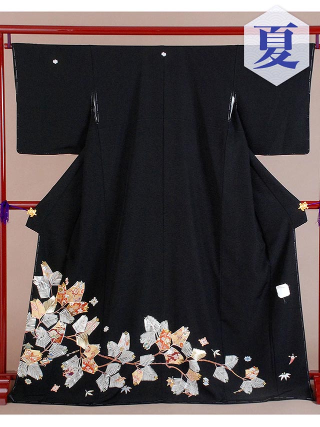 【レンタル】単衣 黒留袖レンタル 着物レンタル 留袖 フルセット 黒留袖 レンタル 結婚式 披露宴 レンタル 母親 親族 列席者 おすすめ 貸衣装 正絹 姉妹 叔母 伯母 夏 6月 9月 【t-214】 50代