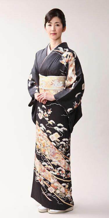 【高級訪問着レンタル】訪問着 訪問着レンタル フルセット 高級 七五三 お宮参り 卒業式 入学式 卒園式 結婚式 濃い グレー 古典柄 お茶会 友禅 松 菊 品番：h-22 17,856円