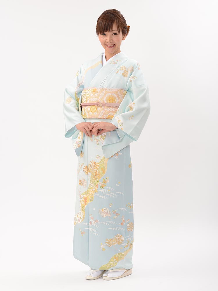 10月 5月までお召いただける久保耕ブランドの訪問着です 高級訪問着レンタル 訪問着お宮参り高級久保耕結婚式シダ水色七五三お宮参り卒業式入学式卒園 式結婚式