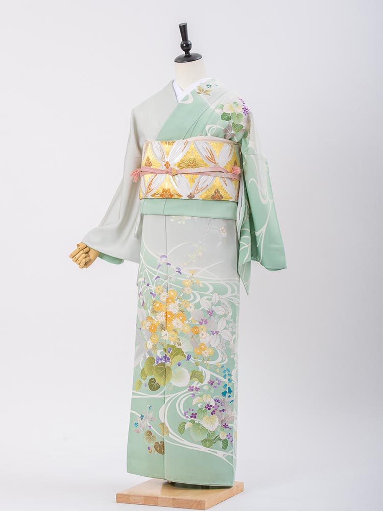 保証書付 楽天市場 草花柄の最高級京友禅訪問着レンタル 訪問着 高級 七五三 お宮参り 卒業式 入学式 卒園式 結婚式 花 グリーン 緑 グレー サイズl 品番 H 456 着物レンタル美装館 高速配送 Lexusoman Com