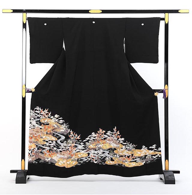 【レンタル】 黒留袖レンタル 着物レンタル 留袖　23-309 フルセット 黒留袖 レンタル 結婚式 披露宴 レンタル 母親 親族 列席者 おすすめ 貸衣装 正絹 姉妹 叔母 伯母 50代｜着物レンタル美装館