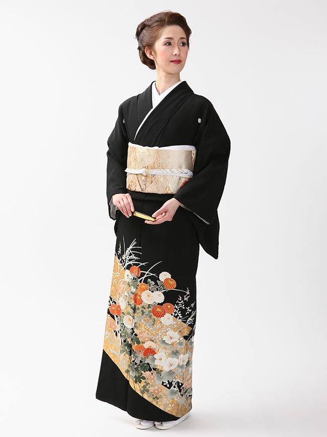 【レンタル】 黒留袖レンタル 着物レンタル 留袖　23-316 フルセット 黒留袖 レンタル 結婚式 披露宴 レンタル 母親 親族 列席者 おすすめ 貸衣装 正絹 姉妹 叔母 伯母 50代