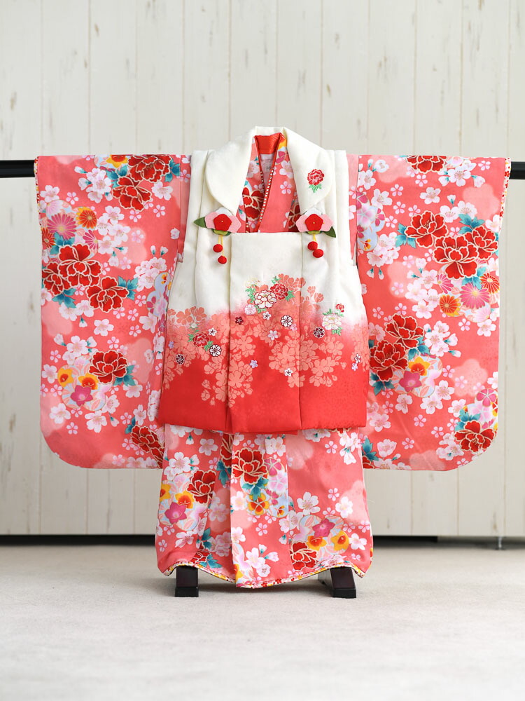 最終値下げ 楽天市場 七五三レンタル 七五三 女の子 被布セット 被布 着物 高級 赤 ピンク 白 フルセット 3才 女児 3歳 子ども 古典 花柄 品番 Kd 27 着物レンタル美装館 工場直送 Lexusoman Com