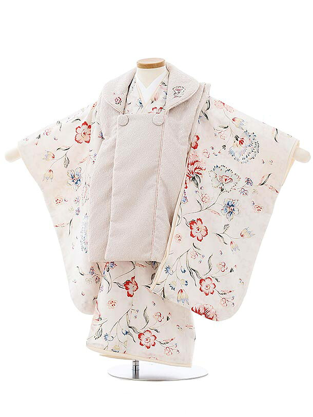 七五着物 3歳 女の子 被布 セット ３歳の着物レンタル（女の子）A30NJILLSTUARTｸﾞﾚｰｼﾞｭ×ｱｲﾎﾞﾘｰ小花 レンタル 3歳 女児 被布 七五753 着物 女の子 着物 3才 きものレンタル 新品足袋プレゼント 被布コート fy16REN07【レンタル】