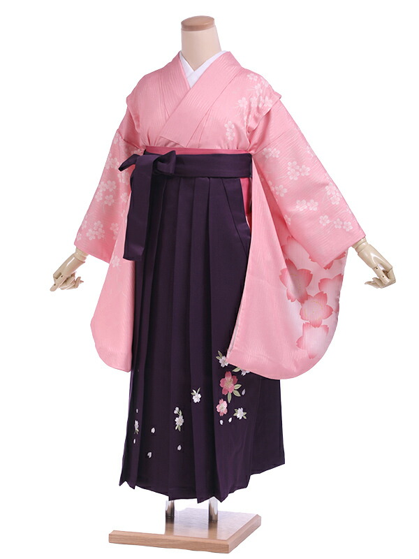 楽天市場】小学生 卒業式 袴セット レンタル 女の子 C145ピンク花×紫袴