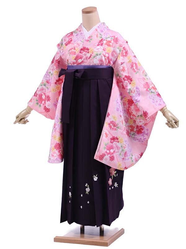 楽天市場】小学生 卒業式 袴セット レンタル 女の子 C117水色花×ピンク