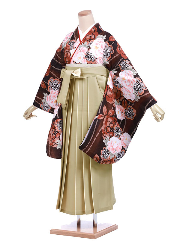 袴 レンタル AAGC044茶色花×ベージュ袴 卒業式 袴 レンタル 女性 卒業式袴 フルセットレンタル 大学生 はかま 女性 卒業袴セット 卒業式袴レンタル セット 大学 袴セット 卒業袴レンタル 着物レンタル 卒業式袴レンタル 往復送料無料 新品足袋プレゼント【レンタル】