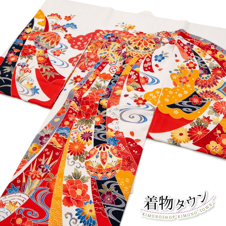 新品 未使用 クリスマスプレゼント お宮参り 着物 女の子 初着 産着 正絹 まり 熨斗 紅型調 白 女児 祝着 掛け着 一つ身 購入 販売 着物タウン 和服 Maetouge Hiroshima Jp
