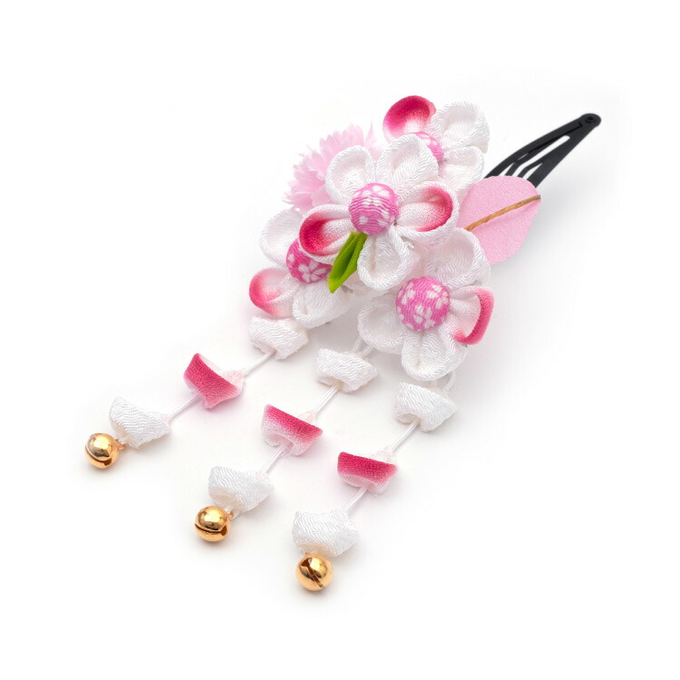 春夏新作モデル 七五三 髪飾り 3歳 7歳 子供用髪飾り 2個セット 赤 レッド 2504 パッチン式 髪留め 5歳 日本髪 和柄 花柄 和雑貨 鈴 Sferavisia Hr