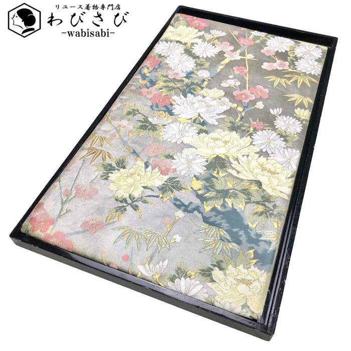 【お得なクーポン配布中】 袋帯 美しい花模様 金銀糸 銀白色 O-5271 着物 きもの kimono 和服 和装 中古 リサイクル着物 【送料無料】
