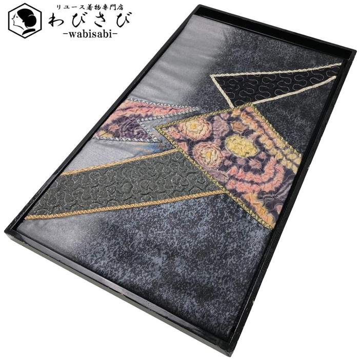 【お得なクーポン配布中】 袋帯 切嵌 辻が花 切嵌 金銀糸 鉛色 O-6045 着物 きもの kimono 和服 和装 中古 リサイクル着物 【送料無料】