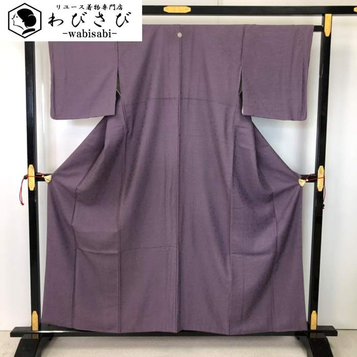 【お得なクーポン配布中】 色無地 茄子納戸色 花柄地模様 K-5855 着物 きもの kimono 和服 和装 中古 リサイクル着物 【送料無料】|リユース着物わびさび 店