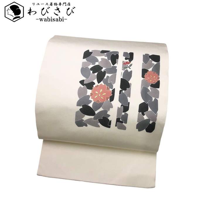 名古屋帯 塩瀬 刺繍 桜の花模様 花弁 乳白色 金彩 O-4859 楽天市場】【お得なクーポン配布中】 名古屋帯 塩瀬 刺繍 桜の花模様