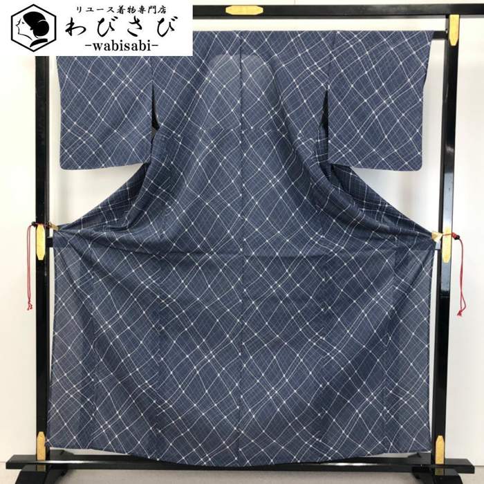 夏着物 紗紬 透け感のある絣模様 相済茶色 K-3864